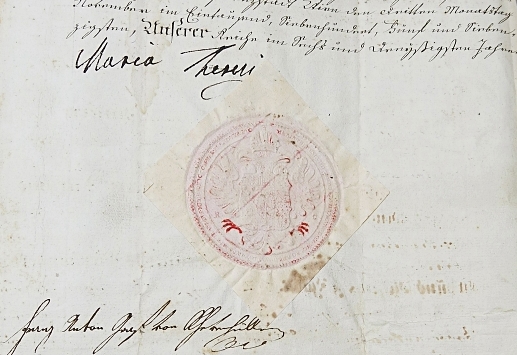 Unterschrift und Siegel von Kaiserin Maria Theresia 