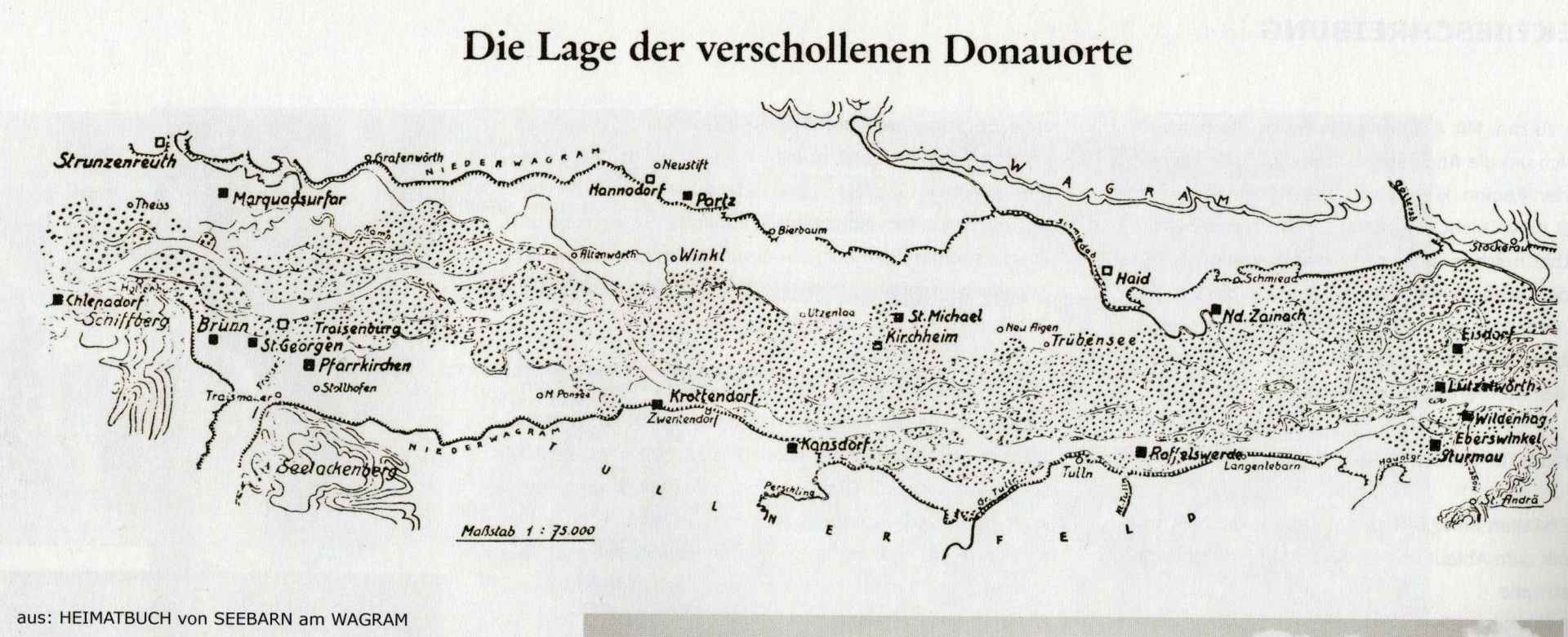 Lage der verschollenen Donauorte