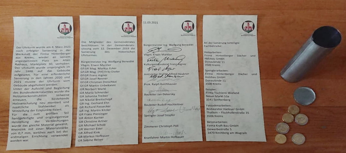 Inhalt der Zeitkapsel, 2021